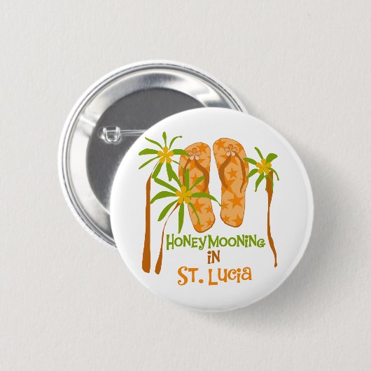 Honeymooning in St Lucia Button (Vorne & Hinten)