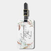 Honeymooning MR Watercolor Eucalyptus Blätter Gepäckanhänger (Vorderseite vertikal)