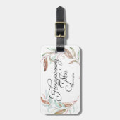 Honeymooning MRS. Watercolor Eukalyptus-Blätter Gepäckanhänger (Vorderseite vertikal)