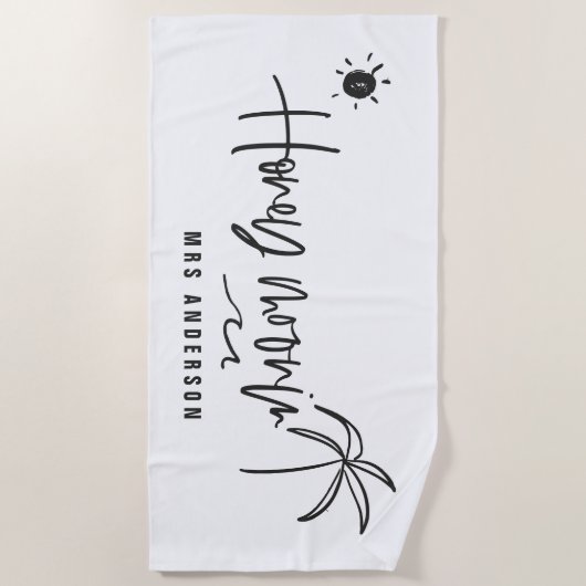 Honeymooning Palme-Hochzeitsgeschenk Strandtuch (Vorderseite)