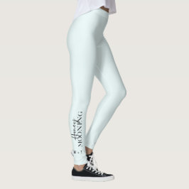 Honeymooning Script Blue mit Monogrammen und Herz Leggings