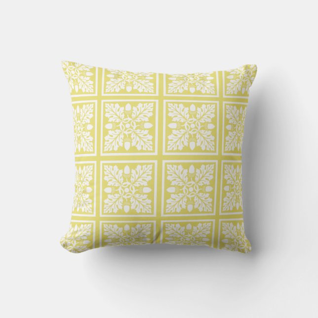 Honeysuckle Acorn und Leaf Tile Design Kissen (Vorderseite)