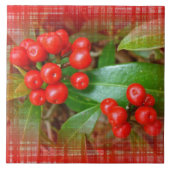 Honeysuckle Berries auf Baumwolltuch Fliese (Vorderseite)