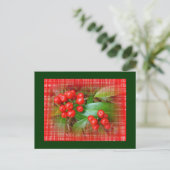 Honeysuckle Berries auf Baumwolltuch Postkarte (Stehend Vorderseite)