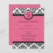 Honeysuckle Damask Monogram Probe Dinner Card Einladung (Vorne/Hinten)