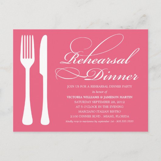 HONEYSUCKLE FLATWARE | PROBE DINNER INVITE EINLADUNGSPOSTKARTE (Vorderseite)