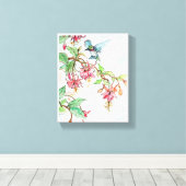 Honeysuckle Hummingbird Stretched Canvas Print Leinwanddruck (Insitu (Holzboden))