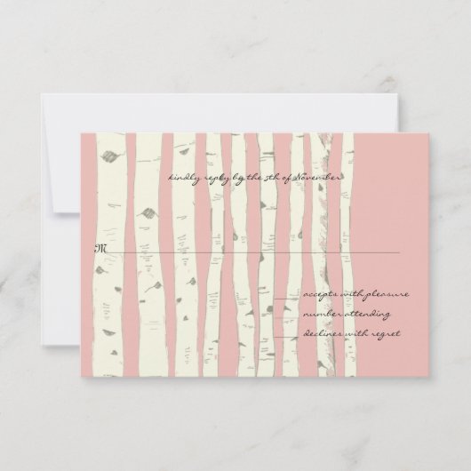 Honeysuckle Pink Birch Tree Wedding Response Card RSVP Karte (Vorderseite)