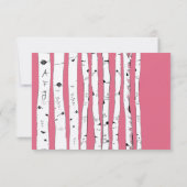 Honeysuckle Pink Birch Tree Wedding Response Card RSVP Karte (Rückseite)