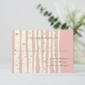 Honeysuckle Pink Birch Tree Wedding Response Card RSVP Karte (Stehend Vorderseite)