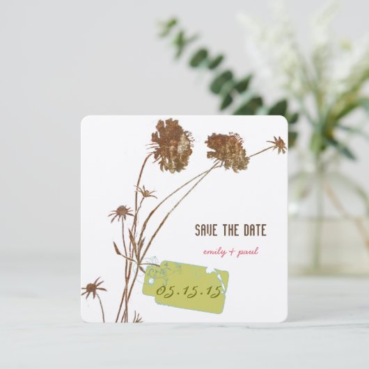 Honeysuckle Pink Blume Botanisch Save the Date (Stehend Vorderseite)