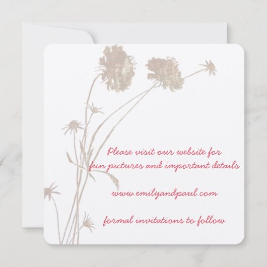 Honeysuckle Pink Blume Botanisch Save the Date (Rückseite)