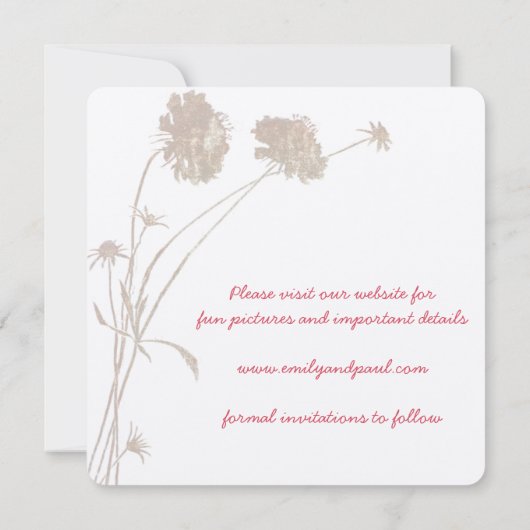 Honeysuckle Pink Blume Botanisch Save the Date (Rückseite)