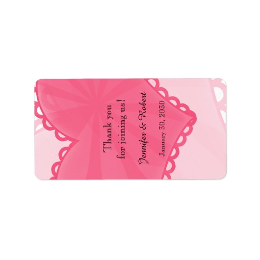 Honeysuckle Pink Fun Heart Lip Balm Label Adressaufkleber (Vorne)
