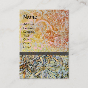 HONEYSUCKLE Pink Red Yellow Brown Floral Kraft Visitenkarte