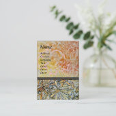 HONEYSUCKLE Pink Red Yellow Brown Floral Kraft Visitenkarte (Stehend Vorderseite)