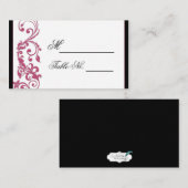 Honeysuckle Pink Rounded Corner Wedding Platzkarte (Vorne/Hinten)