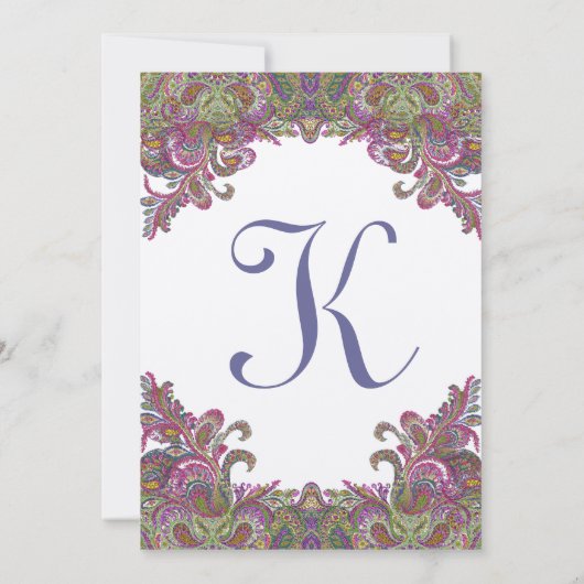 Honeysuckle Raspberry Peacock Paisley Wedding Einladung (Rückseite)