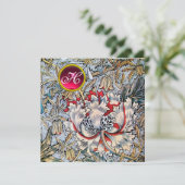 HONEYSUCKLE Red Ruby Monogram Gold Metallic Einladung (Stehend Vorderseite)