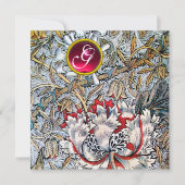 HONEYSUCKLE Red Ruby Monogram Gold Metallic Einladung (Vorderseite)