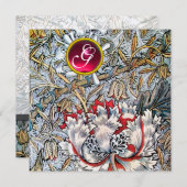 HONEYSUCKLE Red Ruby Monogram Gold Metallic Einladung (Vorne/Hinten)