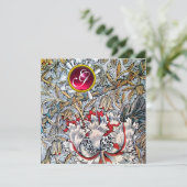 HONEYSUCKLE Red Ruby Monogram Gold Metallic Einladung (Stehend Vorderseite)