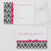 Honeysuckle Ribbon Black Damask Business Cards Visitenkarte (Vorne/Hinten)