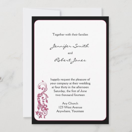 Honeysuckle Rounded Corner Einladung Hochzeit (Vorderseite)