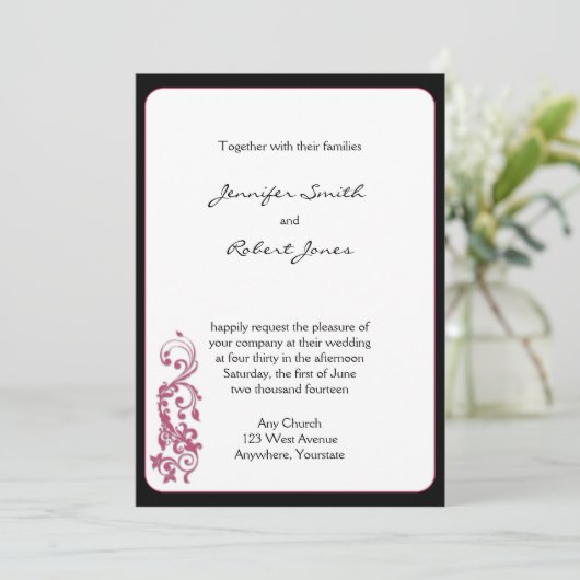 Honeysuckle Rounded Corner Einladung Hochzeit (Stehend Vorderseite)