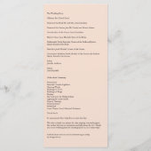 Honeysuckle Silver Peony Wedding Program Card Programm (Rückseite)