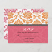 Honeysuckle und Mandarine Damask Hochzeitsfeier UA RSVP Karte (Vorne/Hinten)