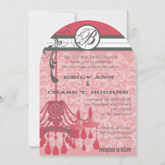 Honeysuckle Vintag Chandelier Wedding Einladungen (Rückseite)