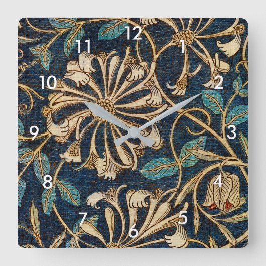 Honeysuckle, William Morris Quadratische Wanduhr (Vorderseite)