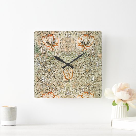 Honeysuckle, William Morris Quadratische Wanduhr (Zuhause)