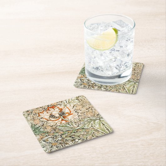 Honeysuckle, William Morris Rechteckiger Pappuntersetzer (Vor Ort)