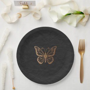 Honeywind Braun Schwarz Boho Schmetterlings Party Pappteller