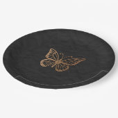 Honeywind Brown Black Boho Butterfly Party Pappteller (Schrägansicht)