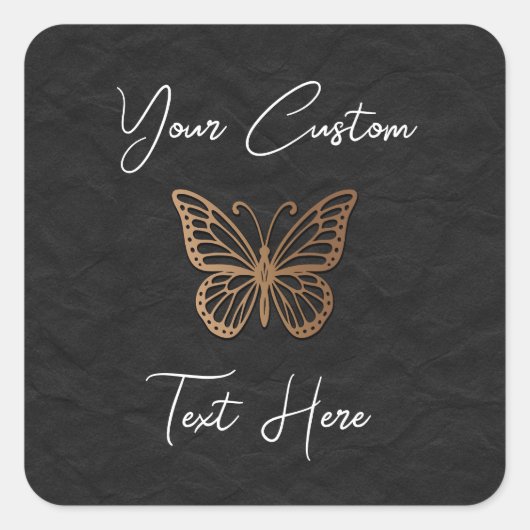 Honeywind Brown Black Boho Butterfly Sweet 16 Quadratischer Aufkleber (Vorderseite)