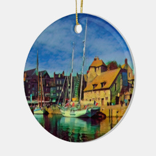 HONFLEUR - Docking - alte Anlegestelle - Panorama Keramik Ornament
