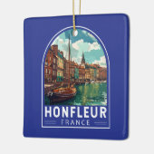 Honfleur France Travel Art Vintag Keramikornament (Links)