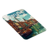 Honfleur France Travel Art Vintag Magnet (Rechte Seite)