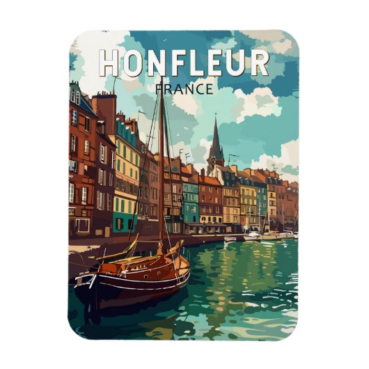 Honfleur France Travel Art Vintag Magnet (Vertikal)