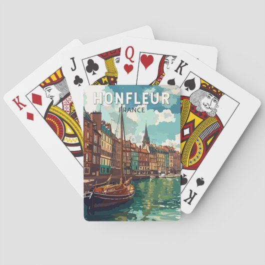 Honfleur France Travel Art Vintag Spielkarten (Rückseite)