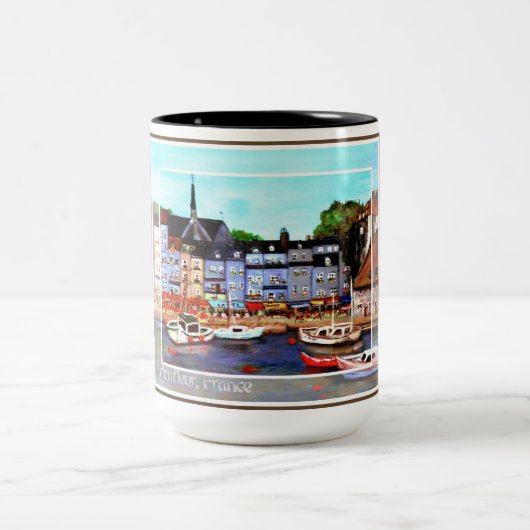 Honfleur, Frankreich-Malerei-Tasse Zweifarbige Tasse (Mittel)