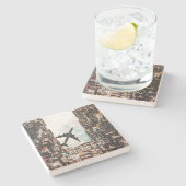 Hong Kong Airplane Steinuntersetzer (Seitenansicht)