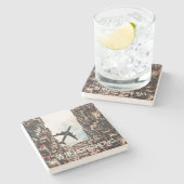 Hong Kong Airplane Steinuntersetzer (Seitenansicht)