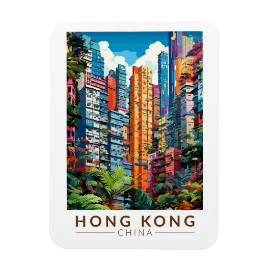 Hong Kong China Apartments Reisen Art Vintag Magnet (Vertikal)