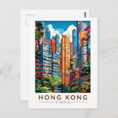Hong Kong China Apartments Reisen Art Vintag Postkarte (Vorne/Hinten)