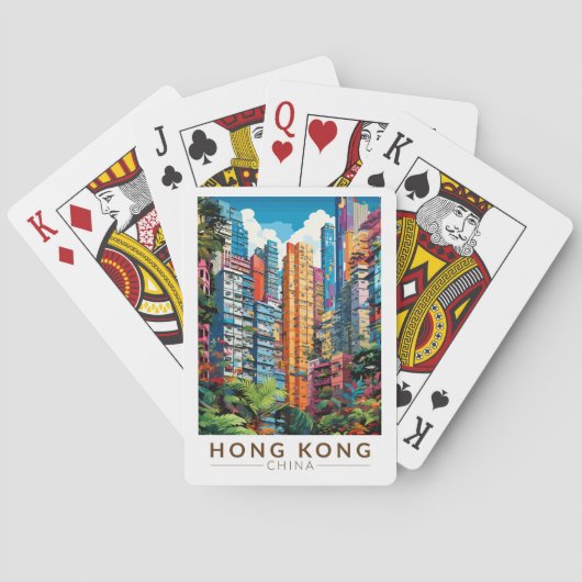Hong Kong China Apartments Reisen Art Vintag Spielkarten (Rückseite)