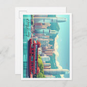 Hong Kong China Art Travel Place Illustration Postkarte (Vorne/Hinten)